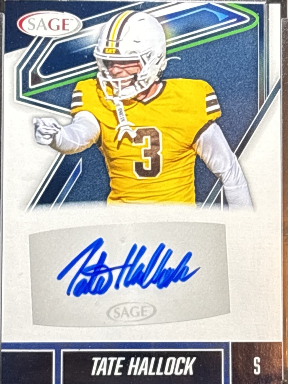 Sage Autograph Football Trading Card - Tate Halllock